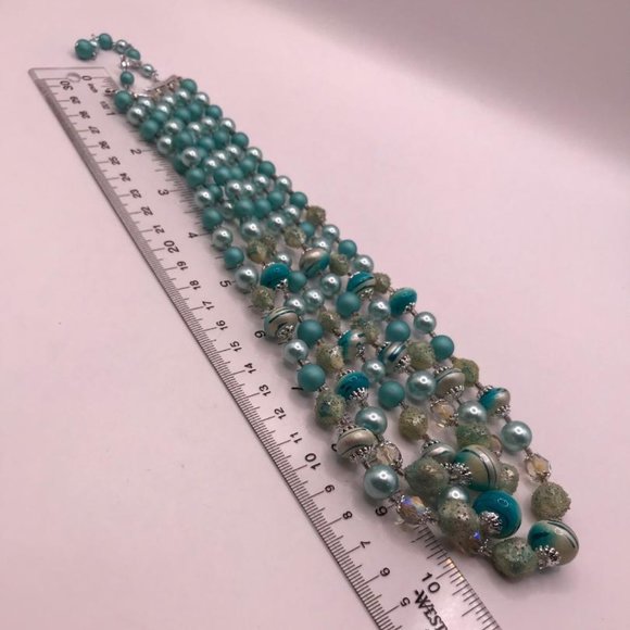 Vintage (Japan) Triple Layer Bead Necklace & Earrings Set - Picture 5 of 10